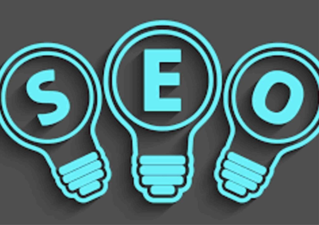 image with with 3 bulbs in it and in the bulbs SEO words are written in each bulb