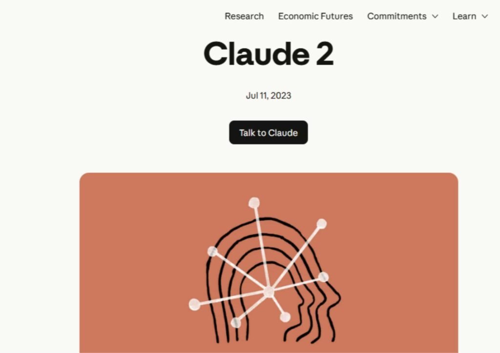 Official product release page header for Anthropic's Claude 2 large language model.