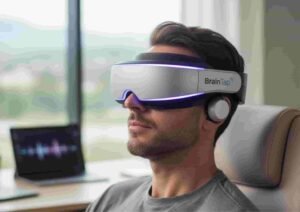 man wearing neurofeedback device brain tap